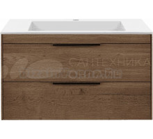 Тумба под раковину без столешницы Vincea Chiara 2D 80, подвесная, 2 ящика, дуб табак