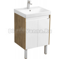 Тумба под раковину без столешницы AQUATON Сканди 55 белая глянцевая, дуб рустикальный