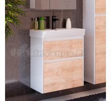 Тумба под раковину без столешницы Lemark Combi 70 дуб кантри, белая глянцевая