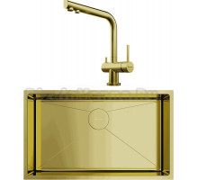 Комплект Мойка Omoikiri Taki 74-U/IF-LG светлое золото + Смеситель Nagano PVD-G светлое золото