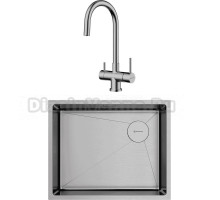 Комплект Мойка Omoikiri Taki 54-U/IF-IN Side SF нержавеющая сталь + Смеситель Akita нержавеющая сталь