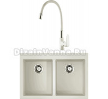 Комплект Мойка кухонная Omoikiri Bosen 80-2-WH белая + Смеситель РМС SL123W SL123W-016F-1 белый, хром