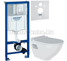 Комплект Унитаз подвесной Bien Harmony HRKA052N2VP1W5000 + Инсталляция Grohe Rapid SL 38772001 3 в 1 с кнопкой смыва + Звукоизоляция 37131000
