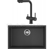 Комплект Мойка Omoikiri Tedori 66-U черная + Смеситель Wasserkraft A8367 черный матовый
