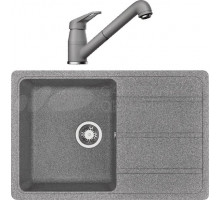 Комплект Мойка AQUATON Аманда серая + Смеситель Omoikiri Tateyama-S GR серый