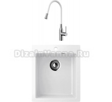 Комплект Мойка Ulgran U-404 -331 белая + Смеситель Omoikiri Yatomi с гибким изливом нержавеющая сталь, белый