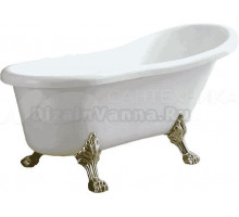 Акриловая ванна Ceruttispa Classic 150G 155x75 см, отдельностоящая, белая, овальная, на ножках, со сливом-переливом, фурнитура золото