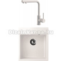 Комплект Мойка Ulgran U-406 -331 белая + Смеситель Omoikiri Nakagawa 2 Plus WH белый