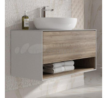 Тумба под раковину без столешницы KERAMA MARAZZI Plaza Modern 100 подвесная, с ящиком и полкой, дуб орегон
