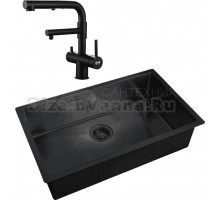 Комплект Мойка Zorg Light ZL R 740440 GRAFIT + Смеситель Sanitary SZR-3216 Grafit графит