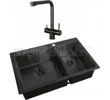 Комплект Мойка Zorg Light ZL R 780-2-510-L GRAFIT + Смеситель Inox SZR-7039 GRAFIT графит