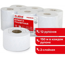 Туалетная бумага Laima Premium T2 белая с цветным тиснением (Блок: 12 рулонов)
