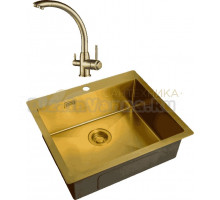 Комплект Мойка Zorg Light ZL R 590510 BRONZE + Смеситель Steel Hummer SH 699 BRONZE бронза