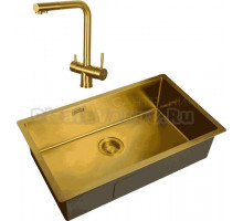 Комплект Мойка Zorg Light ZL R 740440 BRONZE + Смеситель Inox SZR-7039 BRONZE бронза
