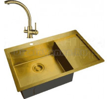 Комплект Мойка Zorg Light ZL R 780510-L BRONZE + Смеситель Steel Hummer SH 699 BRONZE бронза