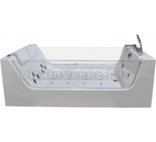 Акриловая ванна Ceruttispa C 454A 170x120 см, пристенная, с гидромассажем, белая, с каркасом, для двоих, со смесителем, со сливом-переливом, с подсветкой, с подголовником