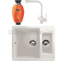Комплект Мойка Ulgran U-106 -331 белая + Смеситель Kaiser Merkur 26044-10 белый + Измельчитель Omoikiri Nagare 1000