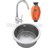 Комплект Мойка Zorg Inox RX ZR-500 + Смеситель Domaci Равенна DC-3004 хром + Измельчитель Omoikiri Nagare 1000