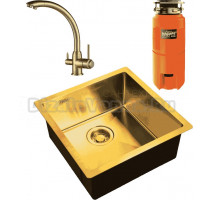 Комплект Мойка Zorg Light ZL R 440440 BRONZE + Смеситель Steel Hummer SH 699 BRONZE бронза + Измельчитель Omoikiri Nagare slim 500