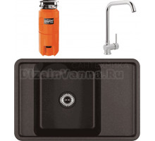 Комплект Мойка AQUATON Беллис 78 кофе + Смеситель MEGA Didim MG-CM107 хром + Измельчитель Omoikiri Nagare slim 900