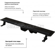 Душевой трап (лоток) RGW Drain Leo-30 черный, 60 см