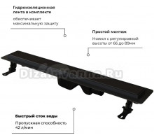 Душевой трап (лоток) RGW Drain Leo-31 черный, 40 см