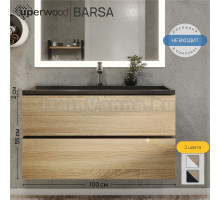 Тумба под раковину без столешницы Uperwood Barsa 100 подвесная, черная, дуб сонома