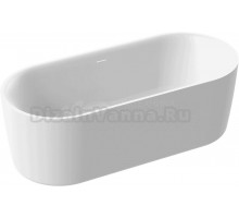 Акриловая ванна Cezares Metauro METAURO-INT-Central-180-80-60-W-MATT 180x80 см, отдельностоящая, белая матовая, овальная, вклеенный каркас, со сливом-переливом, с донным клапаном