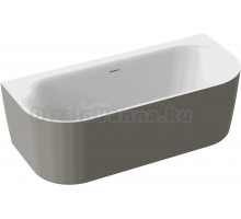 Акриловая ванна Cezares Metauro METAURO-INT-Wall-180-80-60-G-W-MATT 180x80 см, пристенная, серая матовая, овальная, вклеенный каркас, со сливом-переливом, с донным клапаном