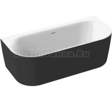 Акриловая ванна Cezares Metauro METAURO-INT-Wall-180-80-60-B-W-MATT 180x80 см, пристенная, черная матовая, овальная, вклеенный каркас, со сливом-переливом, с донным клапаном