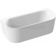 Акриловая ванна Cezares Metauro METAURO-INT-Wall-180-80-60-W-MATT 180x80 см, пристенная, белая матовая, овальная, вклеенный каркас, со сливом-переливом, с донным клапаном