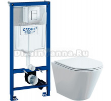 Комплект Унитаз подвесной Bauedge Bau Nimb глянцевый белый + Инсталляция Grohe Rapid SL 38772001 3 в 1 с кнопкой смыва