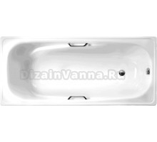 Стальная ванна White Wave Италика 170x75 см, пристенная, белая, на ножках, с ручками