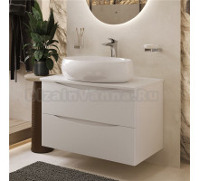 Тумба с раковиной BOND Cube 80 подвесная, белая матовая, с раковиной Oval S58-600