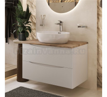 Тумба с раковиной BOND Cube 80 подвесная, белая, под дерево, с раковиной Oval S65-490