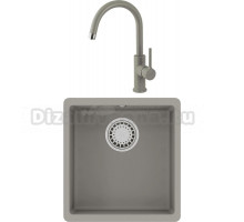 Комплект Мойка Lemark Sinara 400-U 9910063 грей + Смеситель Comfort LM3073PGR грей