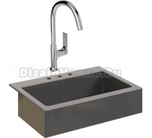 Комплект Мойка Domaci Сиена 50186-112 с 3 отверстиями, антрацит + Смеситель STWORKI HDA4228XH2