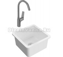 Комплект Мойка Domaci Сиена 50345-101 белый глянец + Смеситель STWORKI HDA5708XH2