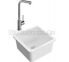 Комплект Мойка Domaci Сиена 50345-101 белый глянец + Смеситель Ливорно WFD05002K