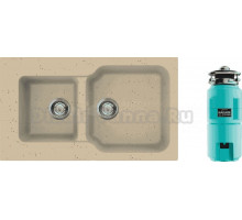 Комплект Мойка Omoikiri Maru 86-2-СH шампань + Измельчитель Nagare slim 1250-AZ azur blue