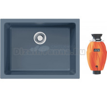 Комплект Мойка Omoikiri Okinoshima 61-U/I-SB smoky blue + Измельчитель Nagare 750