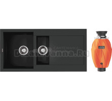 Комплект Мойка Omoikiri Sakaime 100-2-BL черная + Измельчитель Nagare 750