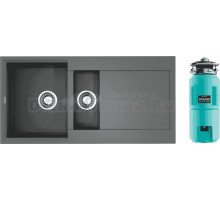 Комплект Мойка Omoikiri Sakaime 100-2-GR leningrad grey + Измельчитель Nagare slim 1250-AZ azur blue