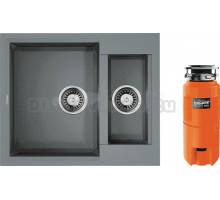 Комплект Мойка Omoikiri Sakaime 60-2-GR leningrad grey + Измельчитель Nagare slim 500
