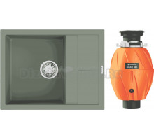 Комплект Мойка Omoikiri Sumi 65A-WG wind green + Измельчитель Nagare 500