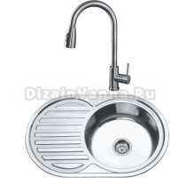 Комплект Мойка РМС MD6 MG6-7750OVR R + Смеситель SUS124-017F-2 сталь