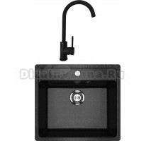 Комплект Мойка Ulgran U-104 -308 черная + Смеситель РМС Sus124blk 017F черный