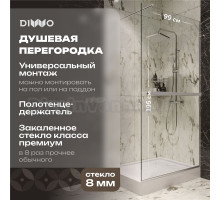 Душевая перегородка DIWO Элиста 100 см, профиль хром матовый, с полотенцедержателем