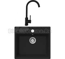 Комплект Мойка Whinstone Немос 1B черная + Смеситель РМС Sus124blk 017F черный