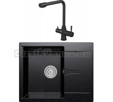 Комплект Мойка Polygran Gals 620 черная + Смеситель Rush MS9035-33Black черный